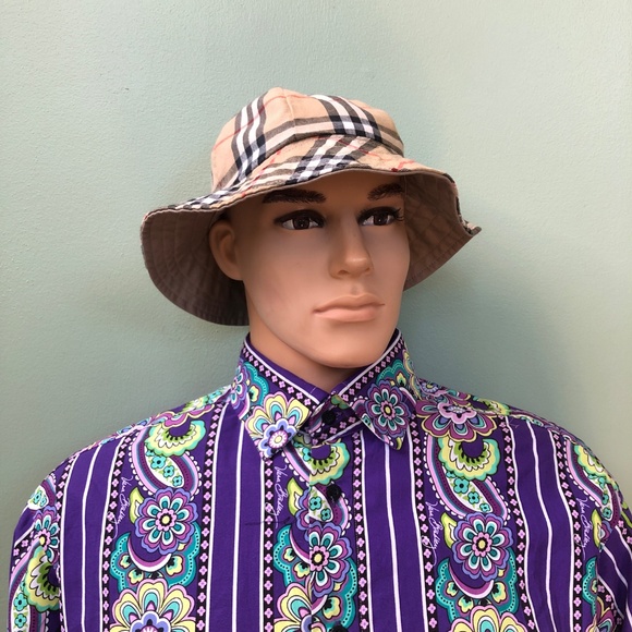 Burberrys of London Bucket Hat Size Medium Tan Beige, Check Inner, COA - Picture 7 of 10